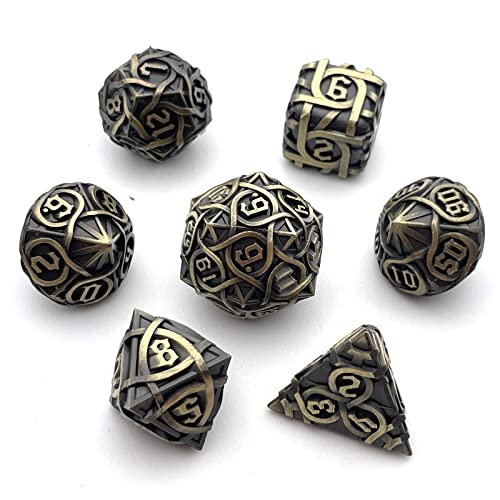 Desktop RPG Metal Polyhedron dice Group DND dice Group of Dungeons and Dragons? Antique Bronze?