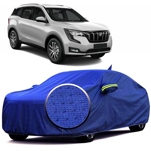 Image of 100% Waterproof 'BlueMax' Car Body Cover for Mahindra XUV 700 with Mirror Pocket, Heat & UV Protection, Triple Stitched, Soft Lining, Full Bottom Elastic & Reflective Radium (Blue)