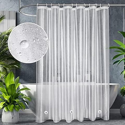 UFRIDAY Extra Long Shower Curtain Liner 84 inch, Heavy Duty White EVA 3D Frosted Shower Curtain Liners for Bathroom 72 x 84 Inches Weighted with 3 Big Magnets, Thick ,Semi Transparent Cover