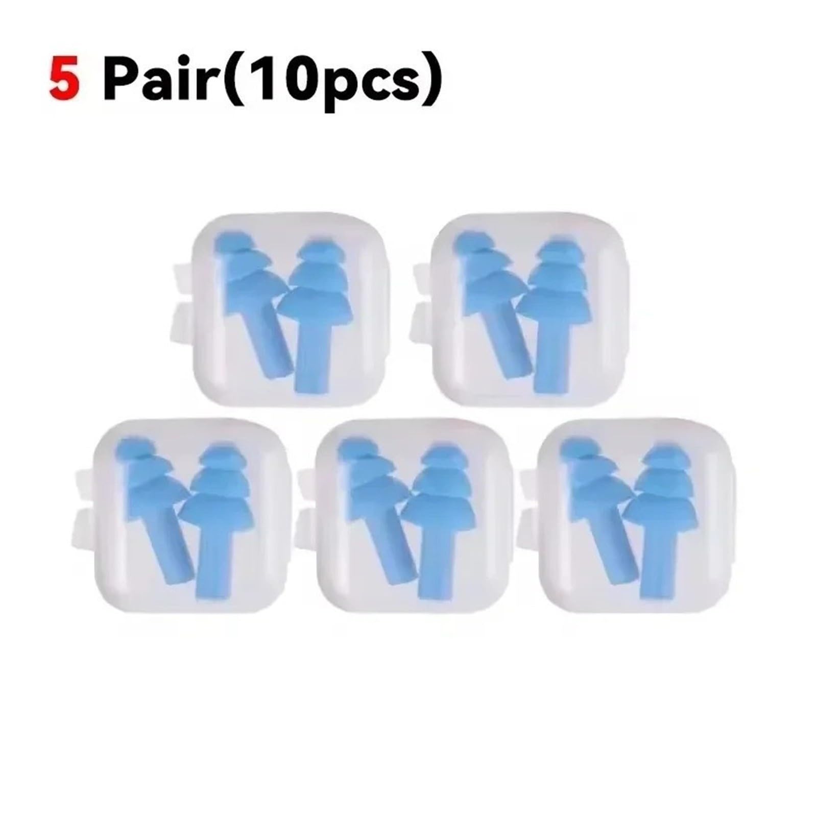 Lot de 5 paires de bouchons d'oreilles réutilisables en silicone souple et anti-bruit (5 paires (10 pièces)
