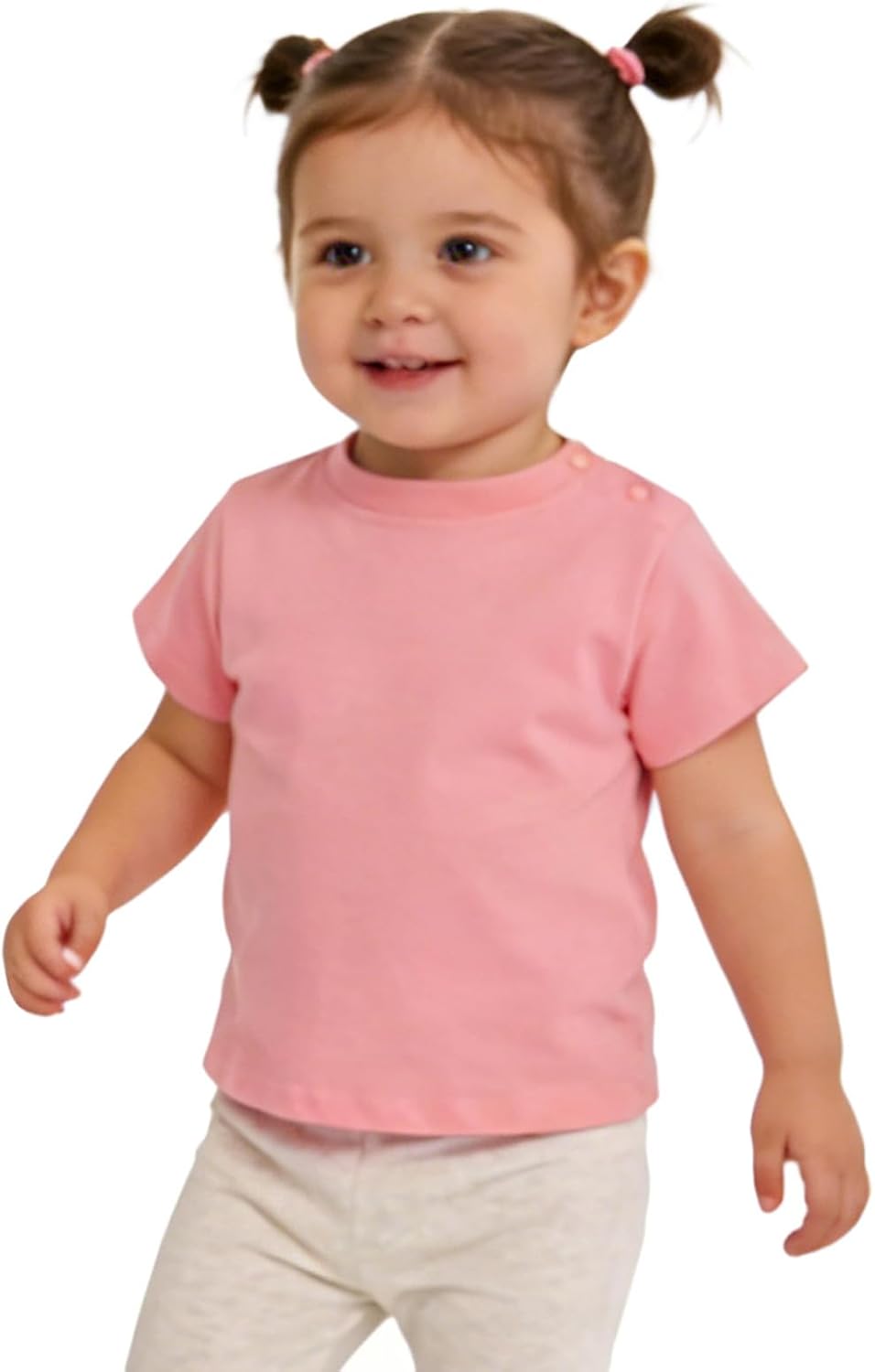Baby Boys Girls Cotton Shirts Short Sleeve Shoulder Button Tee Tops Toddler Plain Soft Comfort Breathable T Shirts Cute Shirt