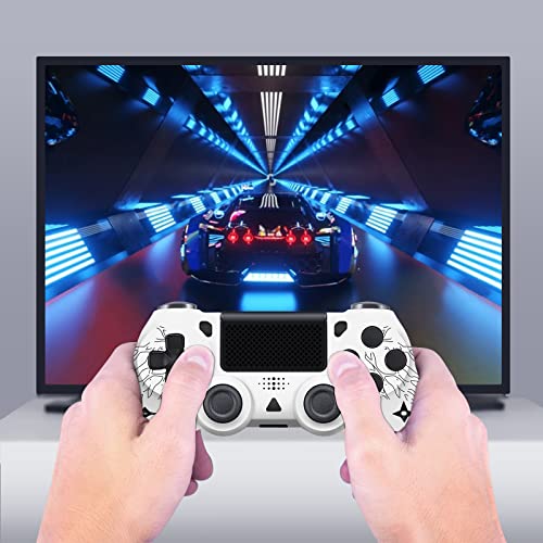 Custom Ps-4 Controller Wireless, Ftfvaska Bluetooth Controller Ps4 Gaming Gamepad Compatible With Ps-4/Slim/Pro, Ps4 Remote Controllers Game Joystick (White Eye) #TOP6