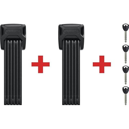 ABUS Bordo 6000K Folding Lock with SH Lock Holder - Set of 2 - Bike Locks with XPlus Cylinder for high Tamper Protection - ABUS Security Level 10 - Length 90 cm, Black