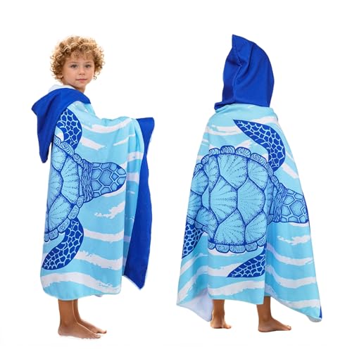 Illikkuyax Sea Turtle Kids Beach Towels With Hood 30 Inch X 50 Inch Soft Microfiber Baby Bath Towels Hooded For Toddlers Boys Girls Pool Towels Beach Cover Up For Kids Ages 0-6 cover
