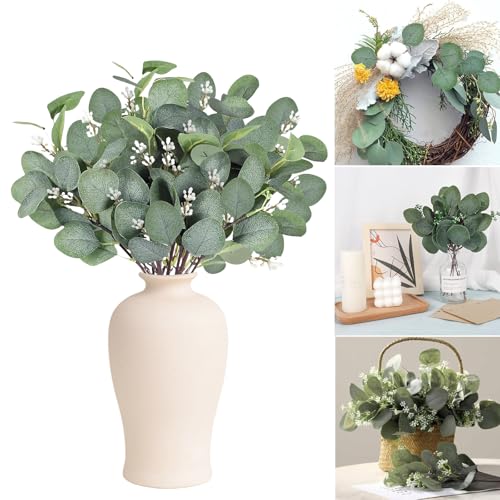 JOZMMZEOOA 18 Piezas Eucalipto Artificial,Ramo Decoración Eucalipto Artificial Planta Flores Secas Artificiales Ramas Artificiales Decorativas,para Decoración de Hogar Oficina Bodas