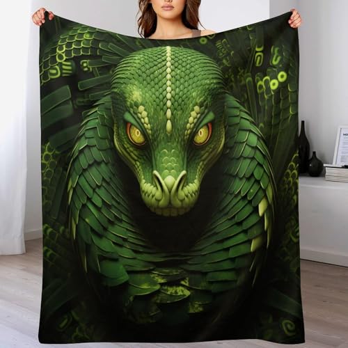 Couverture super doux non rejet en flannel imprimé serpent plaid 150x200cm