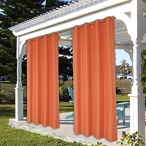 Bonzer Outdoor Curtains For Patio Water Resistant Heavy Privacy Sunlight Blocking Grommet Outside Curtains For Porch, Pergola, Gazebo, 1 Panel, 54 X 84 Inch, Mecca Orange #TOP6