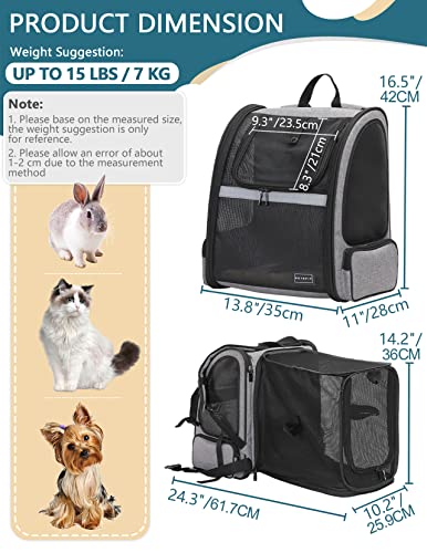 Petsfit Dog Backpack Carrier,Cat Backpacks Expandable with Great Ventilation,Fleece Mat,Perfect for Hiking,Camping Hold Pets Under 22lbs - Image 2