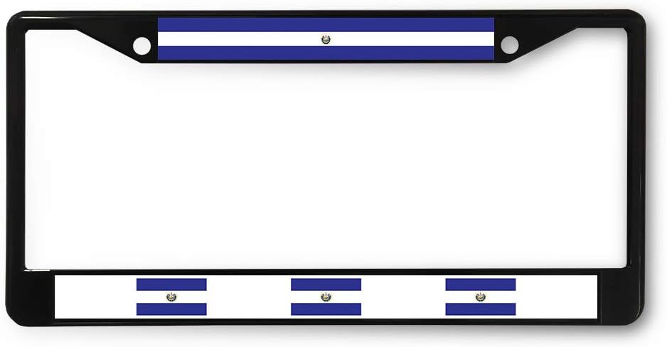 Sign Destination Metal License Plate Frame Flag El Salvador Car Auto Tag Holder Black 2 Holes Set of 2