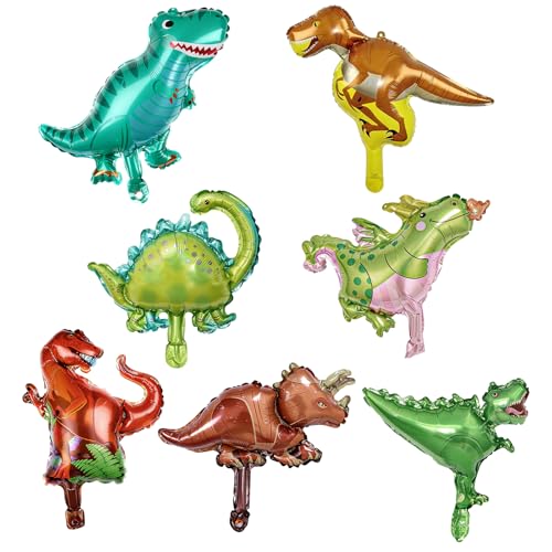 7 PCS Dinosaur Balloons Dino Balloons for Dinosaur Birthday Party Decorations Reusable Party Decor for Most Activities Giant Cute Dino Birthday Party Decorations Kit