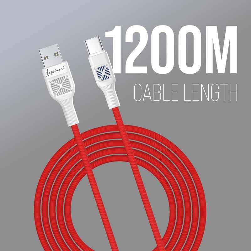 Image of LANDMARK USB A to 8-Pin Cable, Fast Charging Usb A Cable Compatible with iPhone 14,14 Pro,14 Pro Max,14 Plus,13,13 Pro Max,13 Mini,12 Pro,11 Pro, LED Indicator (1.2m, Red)