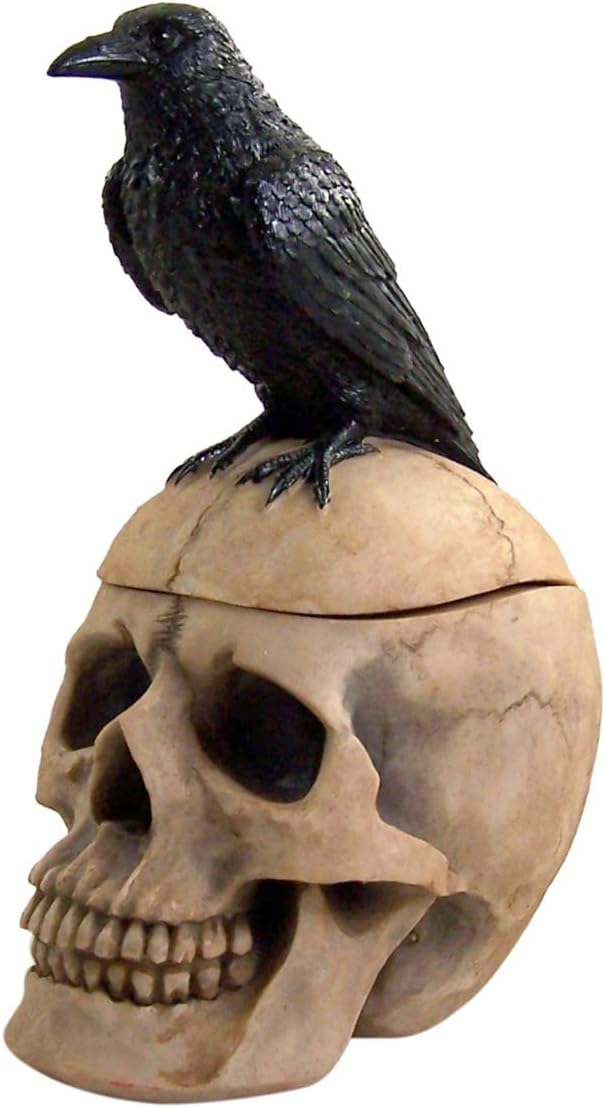 Wowser Nevermore Crow and Skull Trinket Jewelry Storage Box, 9 1/2 Inches