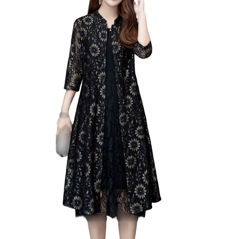 FWSHANGMAO Kimono De Playa para Mujeres Cover Up Mujer Encaje Beach Cover Ups Vestido De Playa De Manga 3/4 Abotonado Largo Kimonos Cárdigans Blusa Transparente Ropa De Playa Traje De Baño Bikini