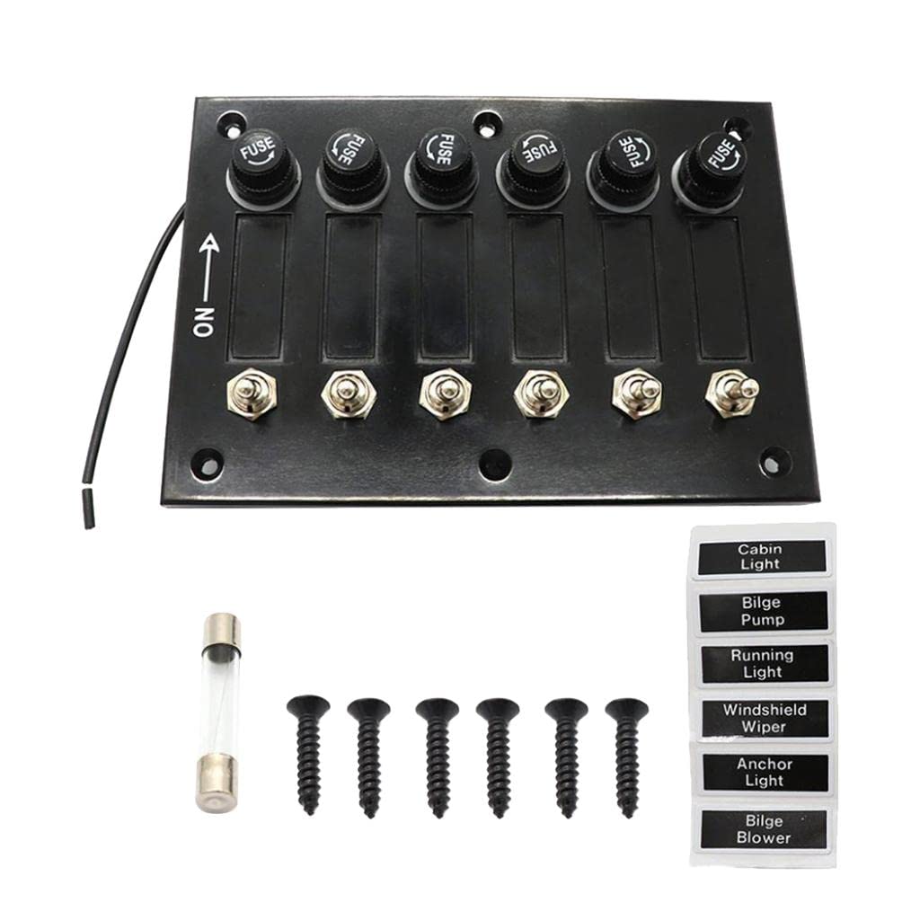 6 Gang Fused Marine Switch Panel for Boats Rv's 12 Volt Switch Panel