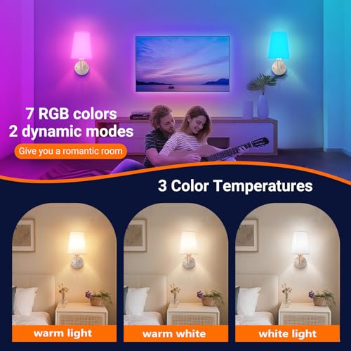 Image of Wall Sconce Battery Operated Wall Light Fixure with Remote Control, Dimmable Battery Operated Wall Sconces Set Of Two, Indoor Wireless Wall Mounted Lamp with Rechargable Bulb For Bedroom Living Room