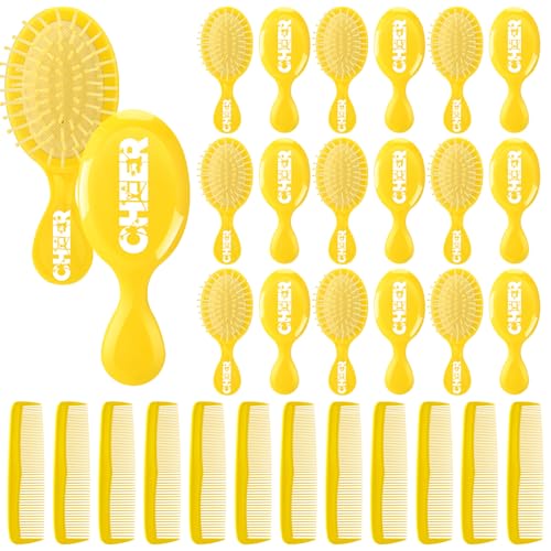 Silifine 24 Pcs Cheer Gifts Bulk, Hair Brush Comb Set for Women, Yellow