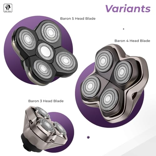 Skull Shaver Forte 4 head Pro blade - Ultimate Men's Electric Shavers Blade for Women/Men, Beard Grooming, Body Shaving, Bald Head Razor Blade