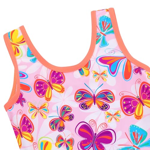 Image of Girls Swimsuit One Piece UPF 50+ Floral Skirted Bathing Suit Modest Beach Swim Dress 3-11 Years