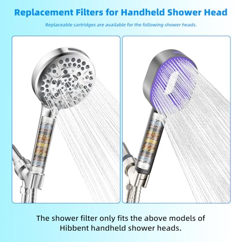 Filtre de douche anti chlore Hibbent 2 rechanges de pommeau pour eau calcaire - 6