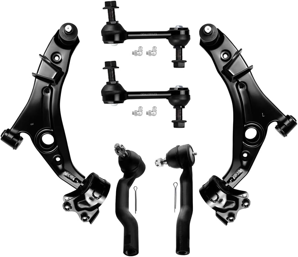 Front Lower Control Arm w/Ball Joint fit 2007-2014 for Ford Edge for Lincoln MKX, Suspension Kit with Outer Tie Rod End Sway Bar Link - 6pc Set