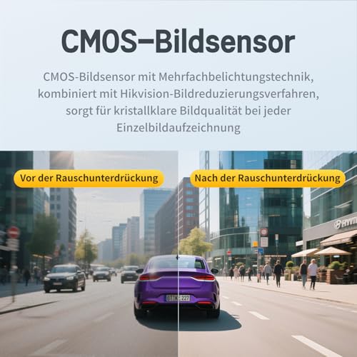 Hikvision Dashcam Auto, 1080P FHD Dash cam mit Nachtsicht, WiFi-App-Steuerung, G-Sensor, Loop-Aufnahme, 360° Drehbare Mini Auto Kamera, erweiterbar bis 256GB – Sichere Fahrten bei Tag und Nacht (D1)