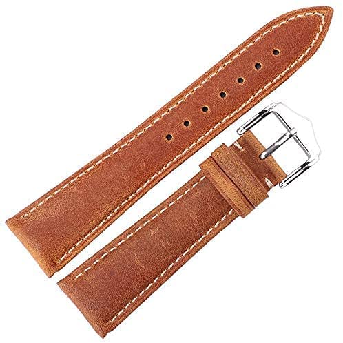 Bracelet de montre en cuir véritable 18mm jaune et bleu pour rajeunir une montre