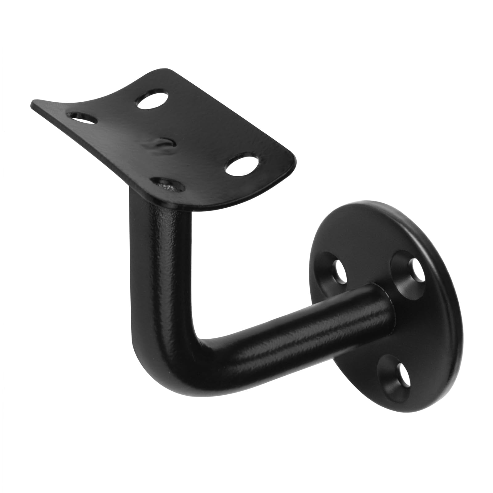 10 Pack Black Wall Mount Staircase Handrail Bracket for 2" OD Round Tube, Carbon Steel Heavy Duty Saddle Bar Bracket, Top Railing Support, Outdoor Porch Hand Basement Steps, 2-1/8" Projection-image-3
