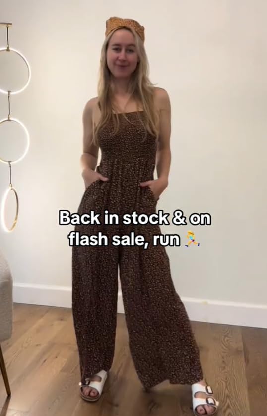 Happy Sailed Jumpsuits for Women Summer Casual Floral Print Sleeveless Jumpsuit High Waist Wide Leg Pant Rompers with Pockets - Image 6