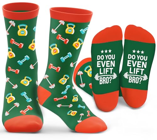 ZAGKOO Crossfit Gifts for Men - Funny Fitness Gifts for Gym Lovers Crossfitters Weightlifters - Do You Even Lift Bro Sock