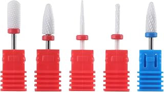Ceramic Nail Drill Bits Set, 3/32'' Acrylic Nail File Drill Bit Professional for Manicure Pedicure Cuticle Gel Nail Polishing salon 5Pcs for Nail Drill Efile, Manicure Pedicure Tool Acrylic