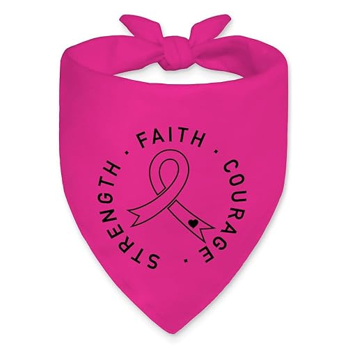 Strength Faith Courage Funny Dog Bandana, Breast Cancer Support Dog