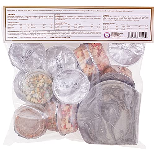Healthy Herp Tortoise Food Instant Meal for Reptiles - Nutritious Turtle Food, Tortoise Habitat Accessories - Made in USA - for Box Turtles, Lizards, Tortoises - Variety Pack (14 Cups & 1 Dish)
