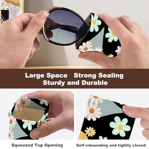 Image of Anikathy 2Pcs Sunglass Eyeglass Glasses Case Soft PU Leather with Cleaning Cloth Portable Glasses Pouch Bag for Men Women