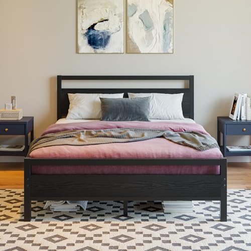 Image of BOFENG Full Size Bed Frame with Wood Headboard,Heavy Duty Platform Bed Frame Full with Storage No Box Spring Needed,Reinforced Steel Slats Support,Mattress Foundation,Black