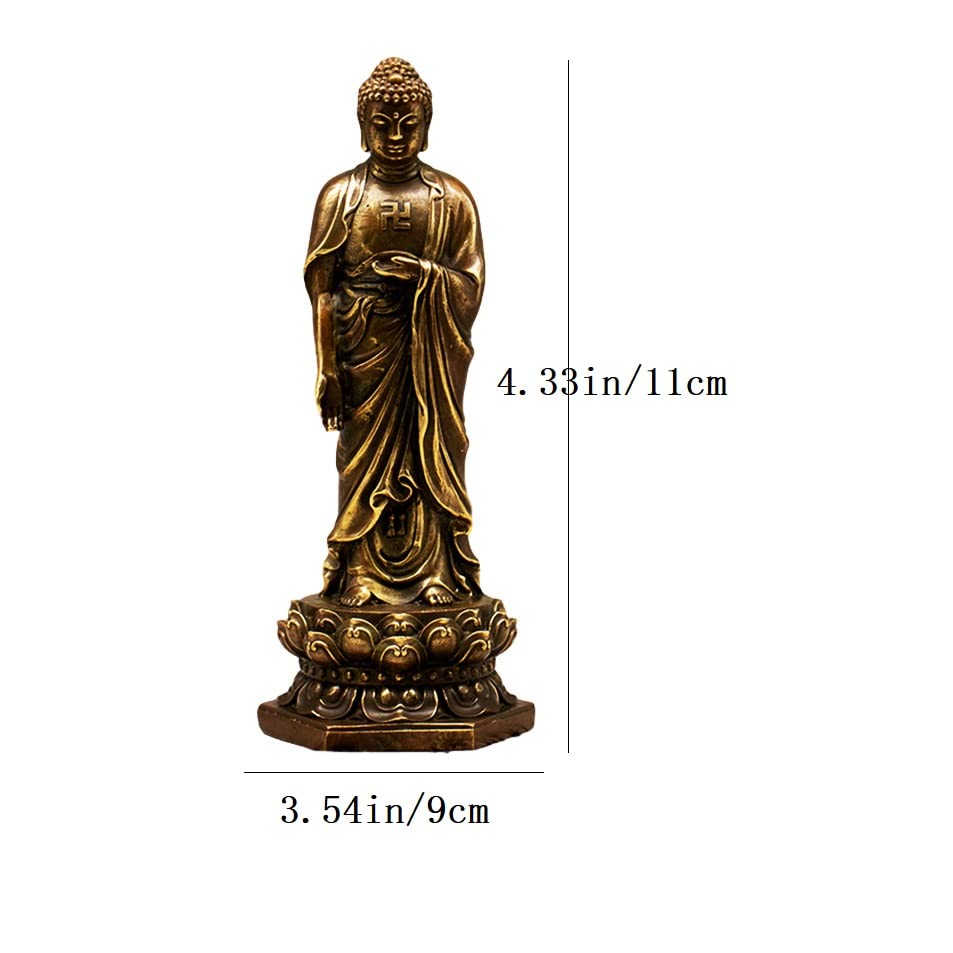 Latón Estatua de Buda de Interior Buda Decoración, Copper Standing Shakyamuni Buddha Statue,Brass Handmade Buddhism Sculpture Feng Shui Figurines Home Study Crafts Decorations