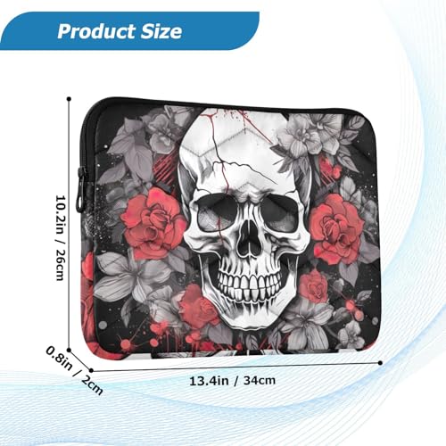 Funda para portátil 13-14 pulgadas impermeable con diseño de calavera y flores miniatura 3