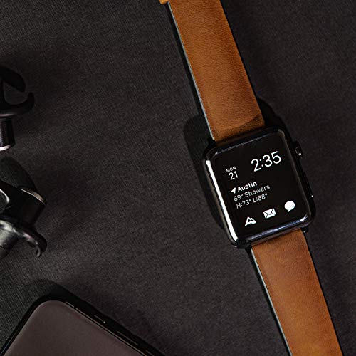 Image of BARTON WATCH BANDS- Black Leather and Rubber Hybrid - Choose Color & Size - Compatible with All Apple Watches (Ultra, SE, 8, 7, 6, 5, 4, 3, 2, 1) - 38mm, 40mm, 41mm, 42mm, 44mm, 45mm, 49mm