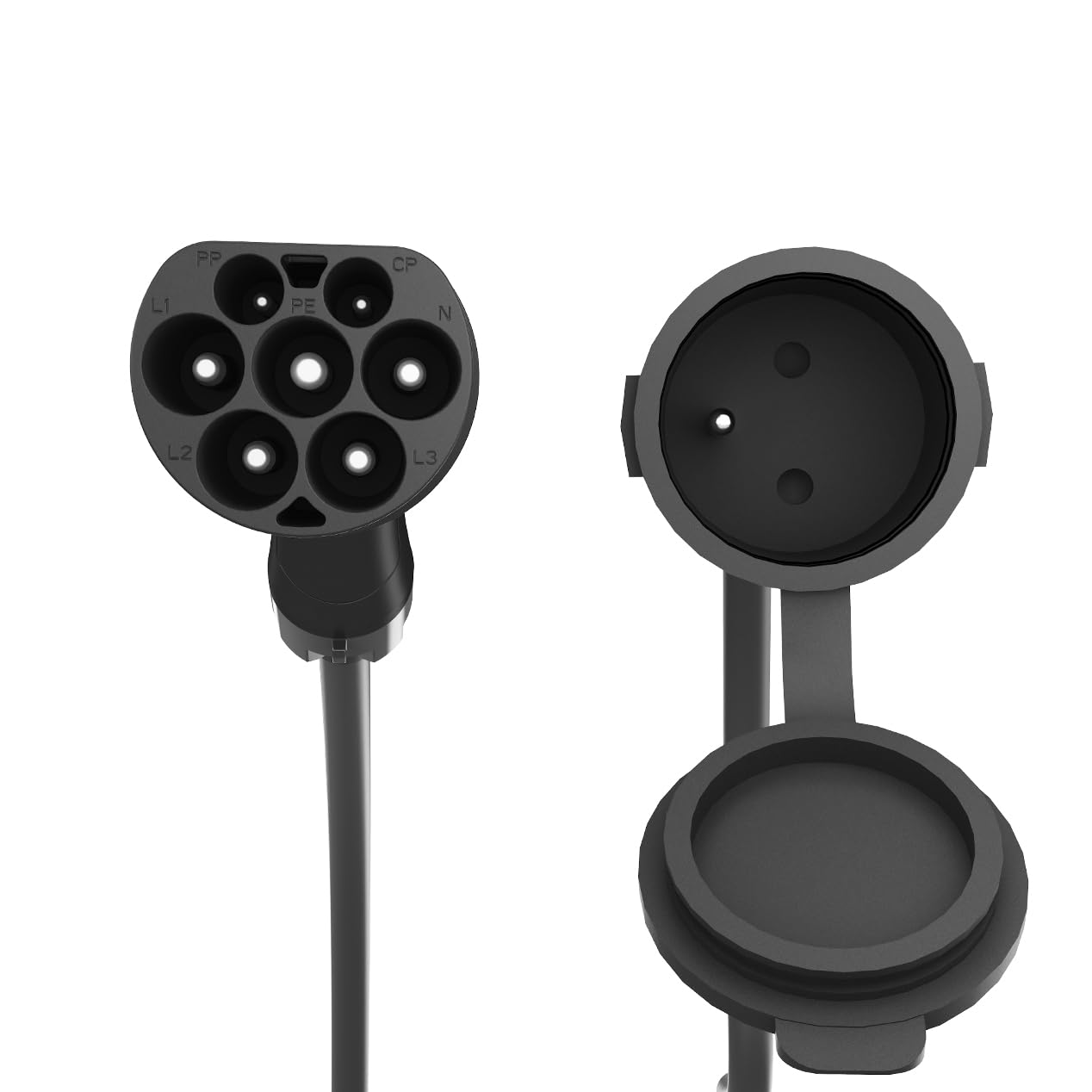 Energenie Gembird Adaptateur de Charge EV Type 2 vers Schuko 16A 3,7 KW – Câble 0,5 m Monophasé, Simulation Mode 3, IP44 Résistant aux Éclaboussures