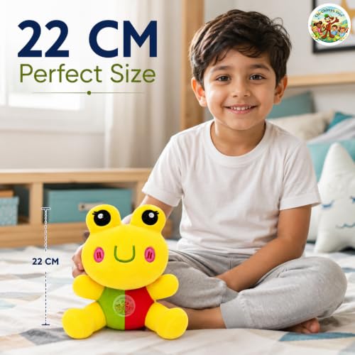 Image of Froggie Plush Soft Toy 22 CM for Kids | Ultra Soft Stuffed Frog Teddy | Cute Plush Animal Doll for Boys & Girls | Skin Friendly, Hugging Toy | Birthday Gift, Nursery Room Decor