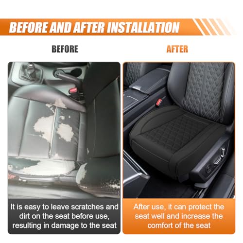 Image of 2PCS Luxury Faux Leather Car Seat Cover, Car Seats Cushion, Black