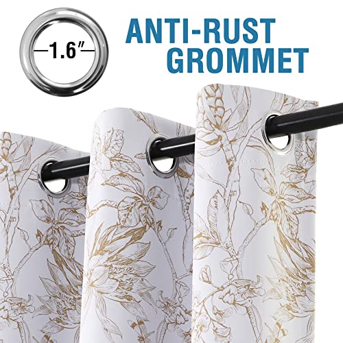 Image of BFAM Floral Print 100% Blackout Curtain with Black Linning at Back, Floral Print Curtains for Living Room /Bedroom Thermal Insulated Energey Saving Blossom Curtain, Pack of 1 Curtain
