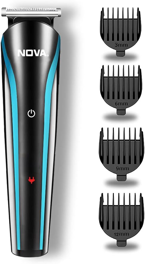 Nova NHT 1073 USB Rechargeable and Cordless: 60 Minutes Runtime Professional Hair Clipper for Men, Blue