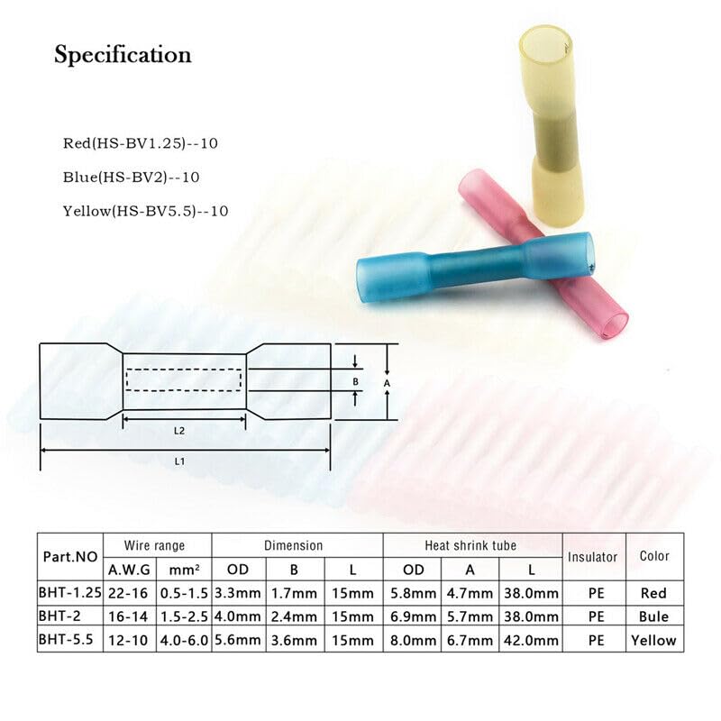 240pcs Crimp Terminal Assorted Electrical Wire Cable Connector Kit Crimp Insulated Ring Fork Spade Butt Set 10-22AWG VUQLDHAYZ