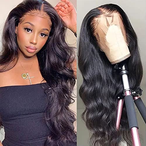 Utide 18 Inch Body Wave Lace Front Wigs Human Hair 180 Density Pre Plucked With Baby Hair Free Part 13X4 Hd Transparent Lace Frontal Wig Body Wave For Black Women Natural Color #TOP1