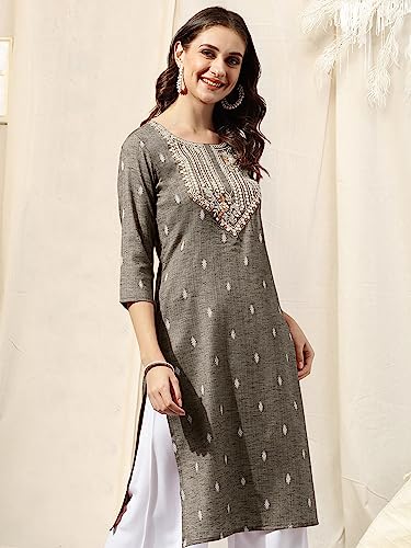 Image of MIRCHI FASHION Women's Straight Fit Paisley Printed And Embellished Kurta Set with Dupatta and Trouser
