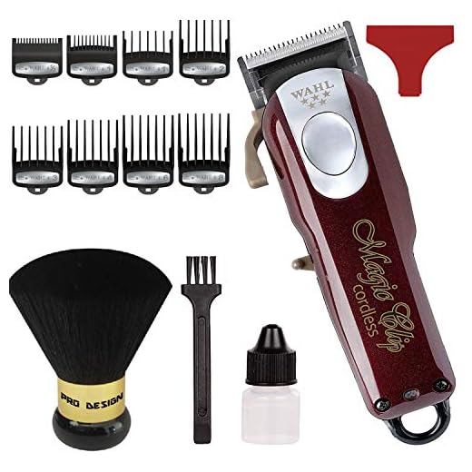 Wahl Professional 5-Star Cord/Cordless Magic Clip #8148 - Great for Barbers and Stylists - Precision Cordless Fade Clipper Loaded with Features - with Bonus Neck Duster (Burgundy)