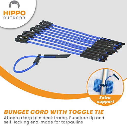 Image of Bungee Cord with Toggle tie - Flex for Tarpaulins Canopies, Flex tie Down, Heavy Duty Elastic, Chock Absorber for tarps, 12 inch, 10-Pack (6620)
