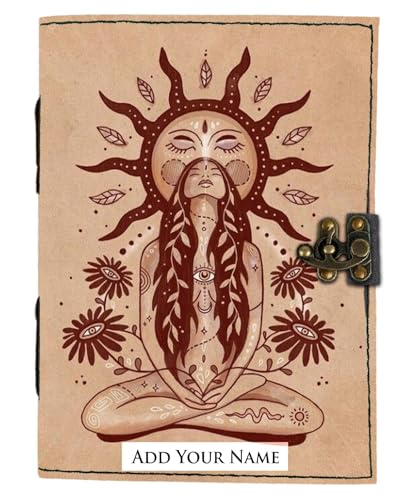 Image of DI-KRAFT Customize Diary with Name with Beautiful UV Prints | Customized Leather Writing Diary Unruled White Paper Journal Personal Notepad Sheets Daily Planner for Gifting (Pattern 19)