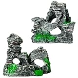 Fish Tank Ornaments, 2 Pack Aquarium Rocks for Fish Tank Decorations, Resin Fish Cave Hiding Spots for Aquatic Pets, Natural Aquarium Ornaments for Aquascape Enthusiasts - Image 1