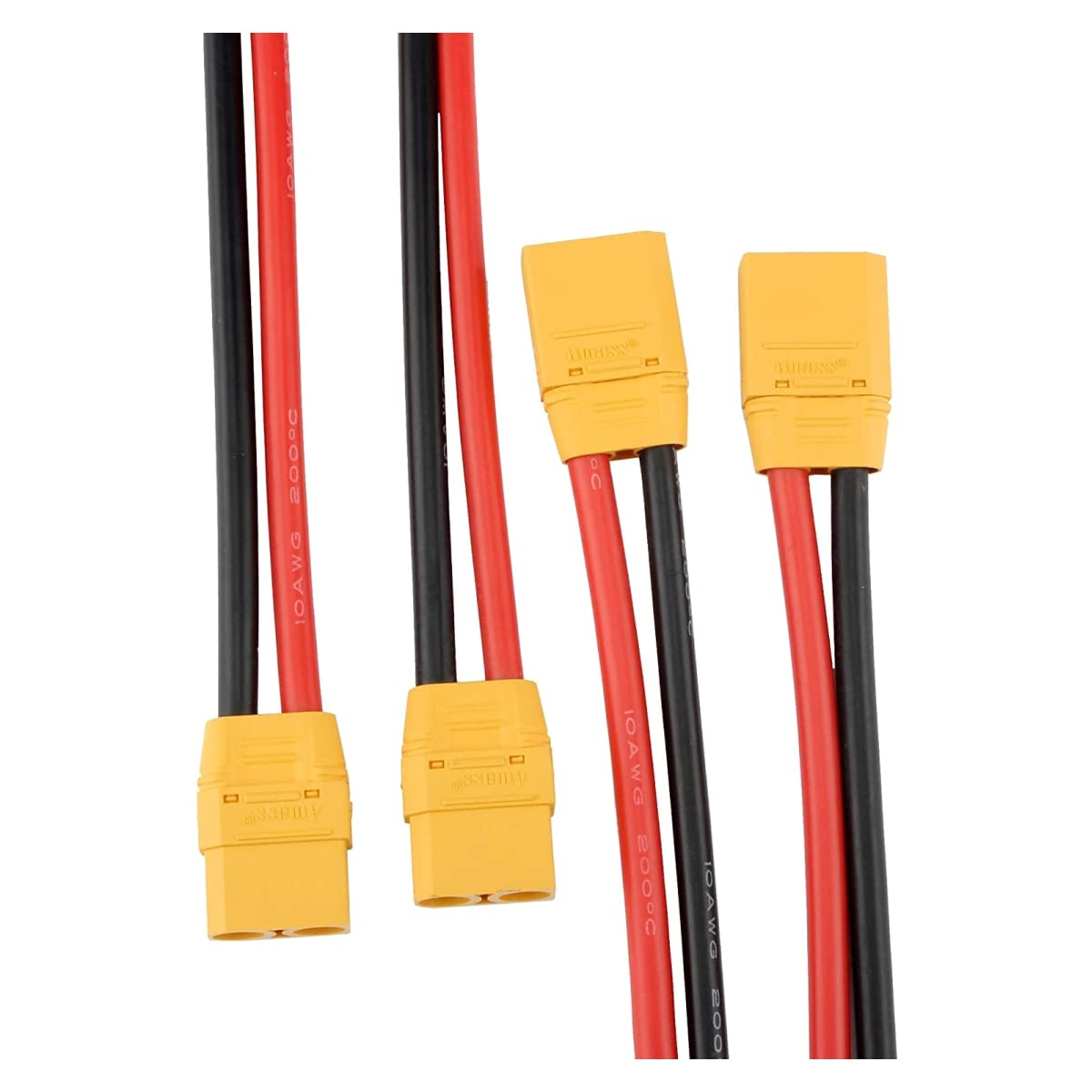 SoloGood Amass 2 Pair 10AWG XT90 Pigtails XT90 Connector with Wire 150mm Silicon Wire XT 90 Plug Male and Female Connector for RC Lipo Battery FPV Racing Drone …